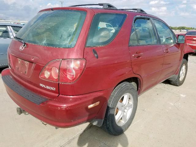 JT6GF10UXX0041341 - 1999 LEXUS RX 300 BURGUNDY photo 4