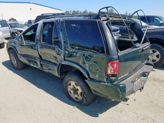 1GNDT13W52K228136 - 2002 CHEVROLET BLAZER GREEN photo 3