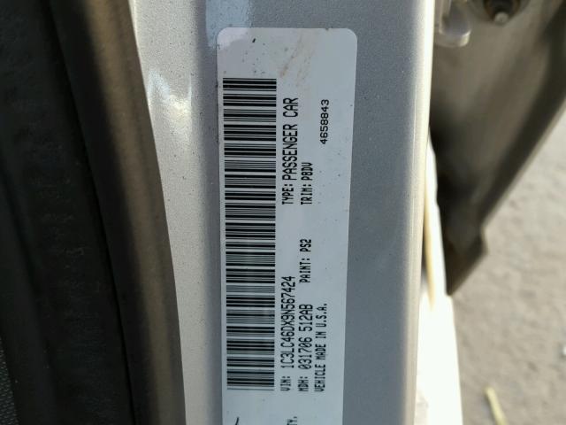 1C3LC46DX9N567424 - 2009 CHRYSLER SEBRING LX SILVER photo 10