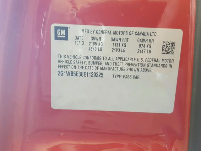 2G1WB5E38E1129225 - 2014 CHEVROLET IMPALA LIM RED photo 10