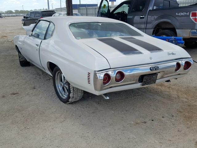 1D37H2L563792 - 1972 CHEVROLET CHEVELL SS WHITE photo 3