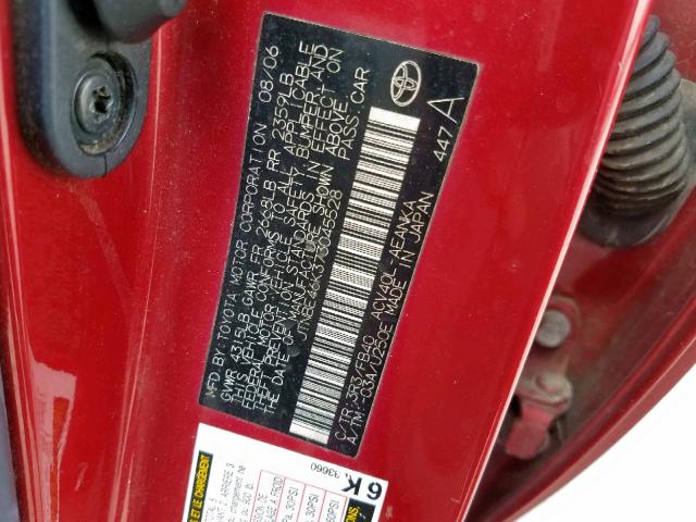 JTNBE46K373045528 - 2007 TOYOTA CAMRY NEW RED photo 10