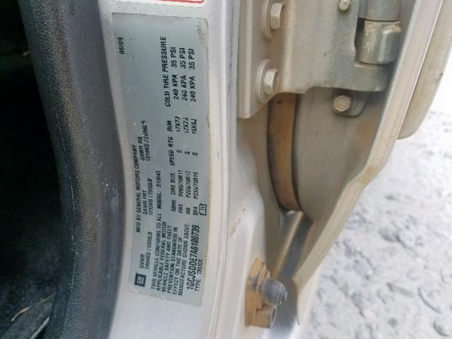 1GCJSDDE7A8100739 - 2010 CHEVROLET COLORADO L SILVER photo 10