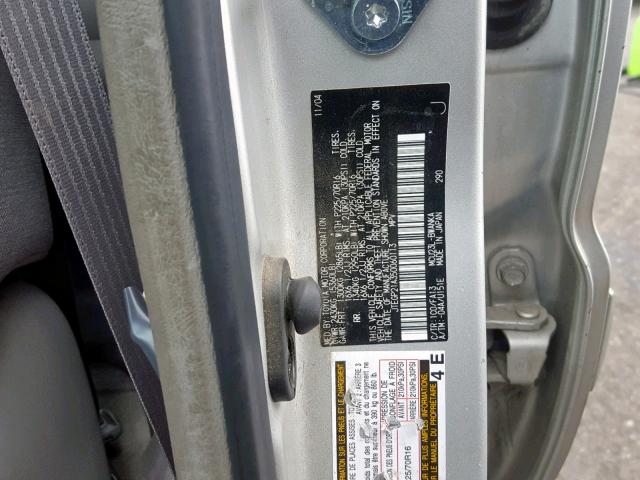 JTEGP21A350060113 - 2005 TOYOTA HIGHLANDER SILVER photo 10