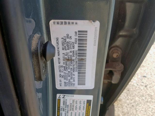 5Y2SL65867Z418831 - 2007 PONTIAC VIBE BLUE photo 10