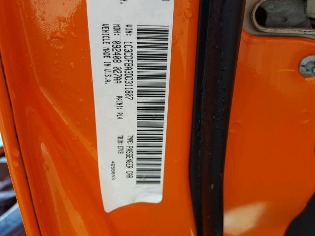 1C3CDFBA3DD311807 - 2013 DODGE DART SXT ORANGE photo 10