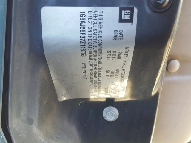 1G8AJ58F37Z113769 - 2007 SATURN ION LEVEL 绿色 照片 10