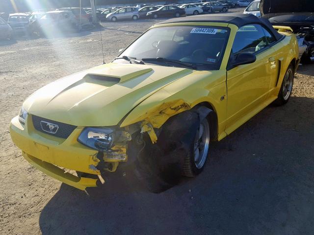 1FAFP45X82F120637 - 2002 FORD MUSTANG GT YELLOW photo 2