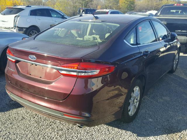 3FA6P0G72HR231623 - 2017 FORD FUSION S MAROON photo 4