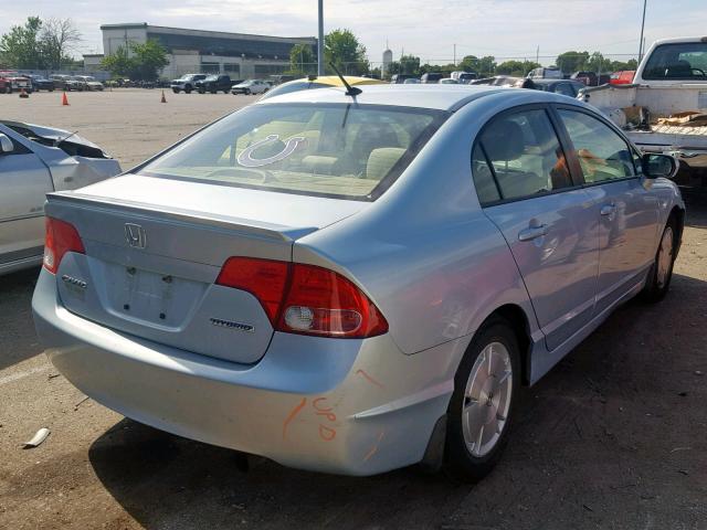 JHMFA36268S002934 - 2008 HONDA CIVIC HYBR BLUE photo 4