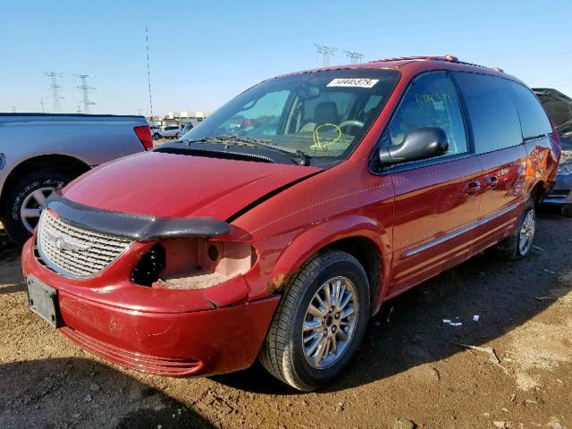 2C8GP64LX1R392671 - 2001 CHRYSLER TOWN & COU RED photo 2