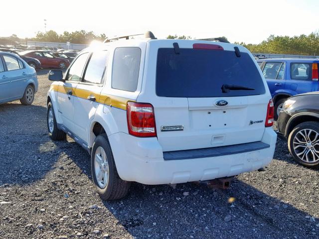 1FMCU5K39AKC13083 - 2010 FORD ESCAPE HYB WHITE photo 3