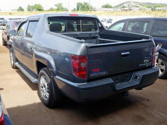 5FPYK16569B106478 - 2009 HONDA RIDGELINE GRAY photo 3