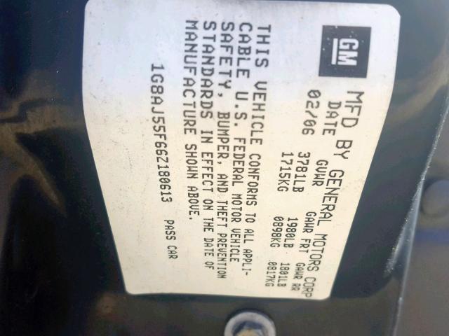 1G8AJ55F66Z180613 - 2006 SATURN ION LEVEL GRAY photo 10