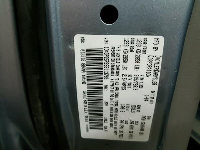 1D4GP25R85B113786 - 2005 DODGE CARAVAN SE BLUE photo 10