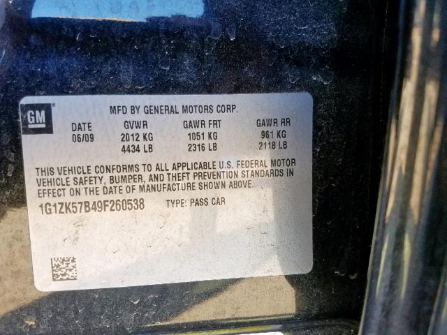 1G1ZK57B49F260538 - 2009 CHEVROLET MALIBU LTZ 黑色 照片 10