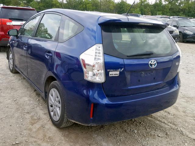 JTDZN3EU5EJ001118 - 2014 TOYOTA PRIUS V BLUE photo 3