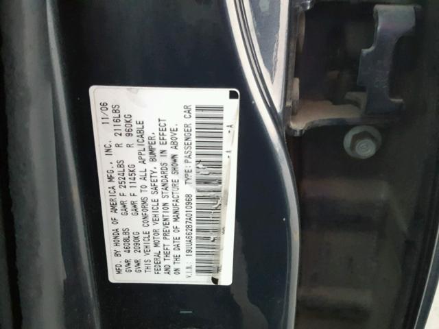 19UUA66287A010968 - 2007 ACURA TL GRAY photo 10