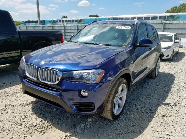 5UXWZ7C33H0V87206 - 2017 BMW X3 SDRIVE2 BLUE photo 2