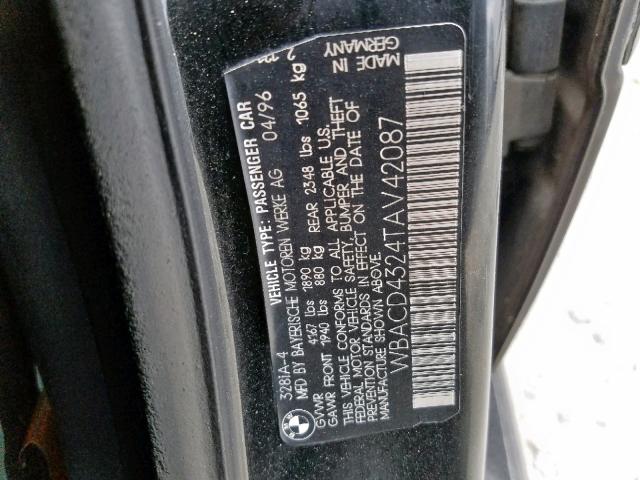 WBACD4324TAV42087 - 1996 BMW 328 I AUTO BLACK photo 10