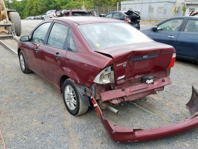 1FAFP34N07W113506 - 2007 FORD FOCUS ZX4 MAROON photo 3