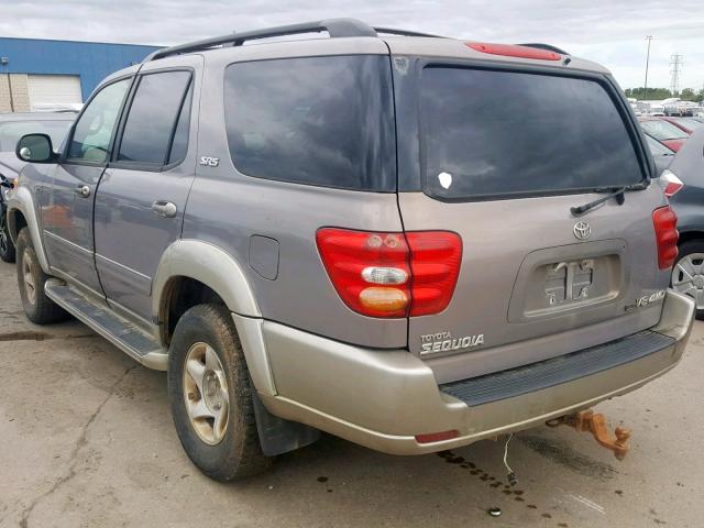 5TDBT44A32S106503 - 2002 TOYOTA SEQUOIA SR SILVER photo 3