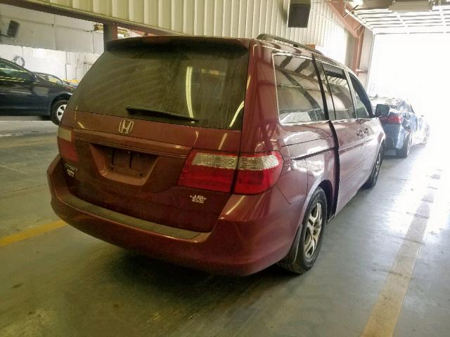 5FNRL38416B412929 - 2006 HONDA ODYSSEY EX BURGUNDY photo 4