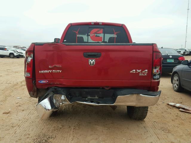 1D7KS28C66J235413 - 2006 DODGE RAM 2500 S RED photo 9