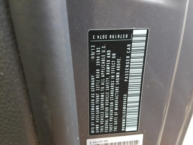 WVWMM7AJ5DW090450 - 2013 VOLKSWAGEN GOLF 灰色 照片 10