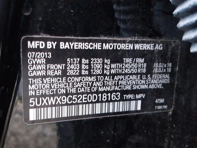 5UXWX9C52E0D18163 - 2014 BMW X3 XDRIVE2 BLACK photo 10