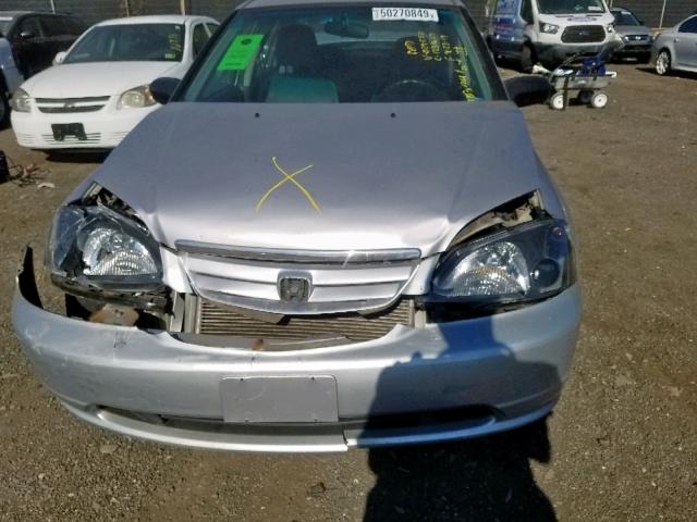 1HGES16582L029550 - 2002 HONDA CIVIC LX SILVER photo 9