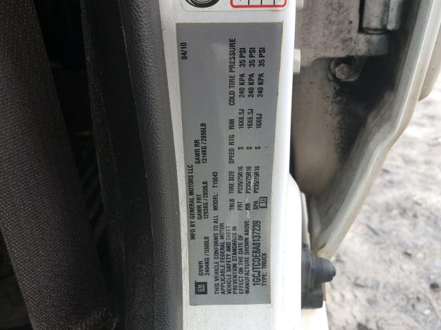 1GCJTCDE8A8137239 - 2010 CHEVROLET COLORADO L WHITE photo 10