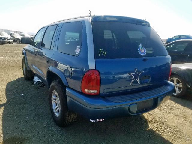 1B4HS28NX1F638860 - 2001 DODGE DURANGO BLUE photo 3