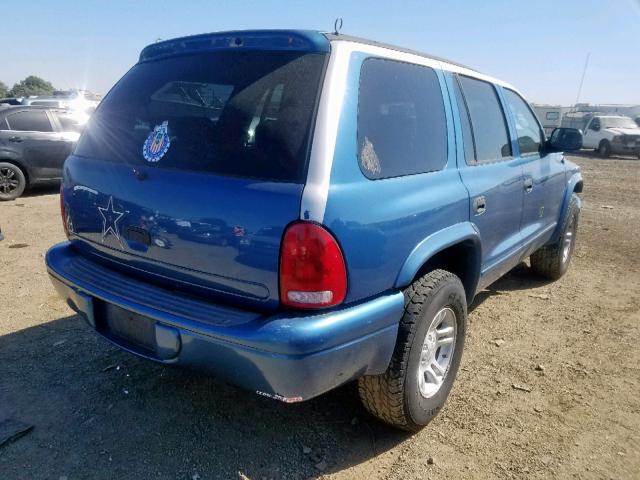 1B4HS28NX1F638860 - 2001 DODGE DURANGO BLUE photo 4