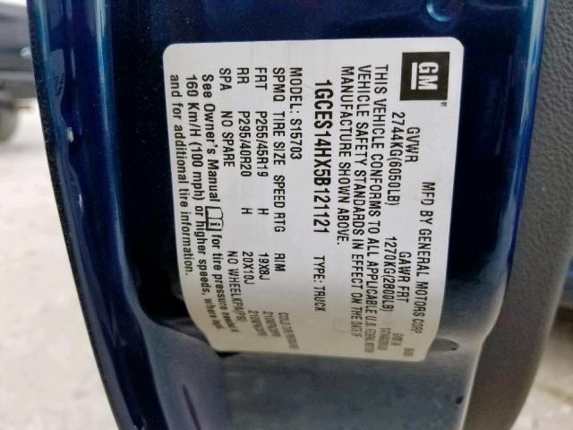 1GCES14HX5B121121 - 2005 CHEVROLET SSR 绿色 照片 10