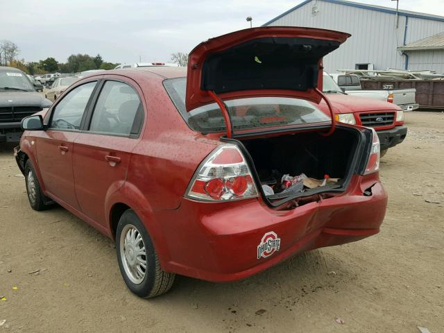 KL1TD56697B051867 - 2007 CHEVROLET AVEO BASE Қызыл фото 3