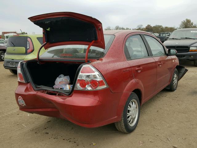 KL1TD56697B051867 - 2007 CHEVROLET AVEO BASE Қызыл фото 4
