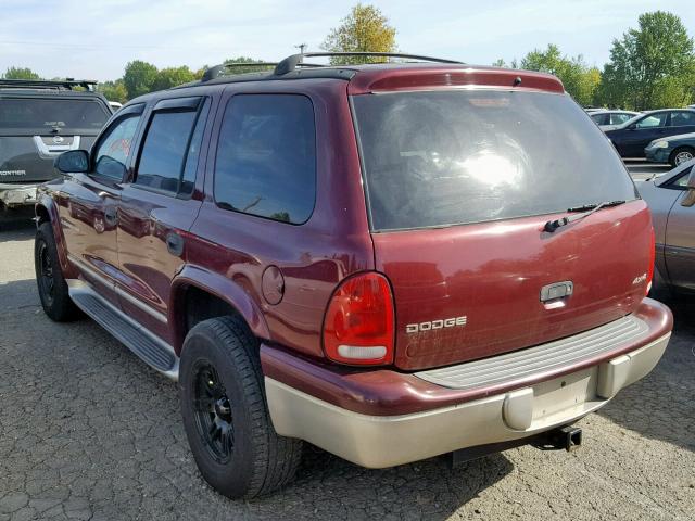 1B4HS28N61F575692 - 2001 DODGE DURANGO MAROON photo 3