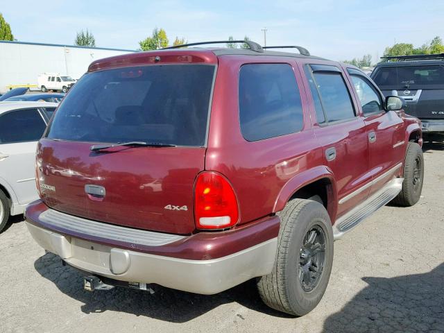 1B4HS28N61F575692 - 2001 DODGE DURANGO MAROON photo 4