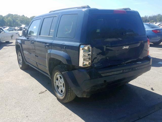 1C4NJPBA1ED563303 - 2014 JEEP PATRIOT SP BLUE photo 3