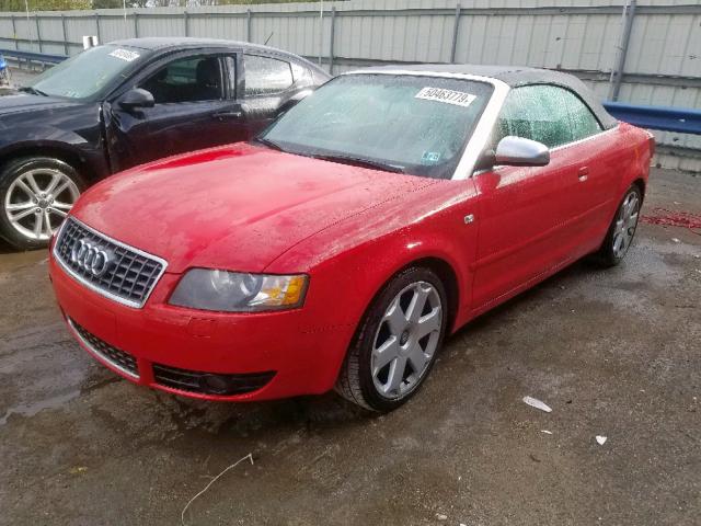 WUARL48H34K900873 - 2004 AUDI S4 QUATTRO RED photo 2