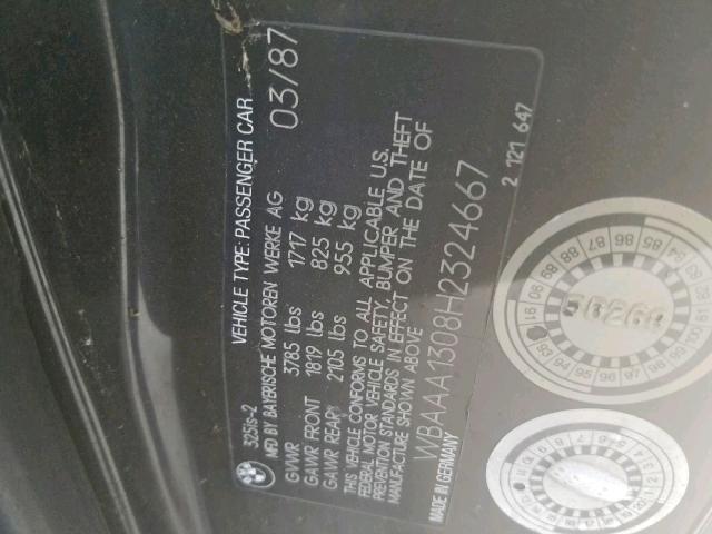 WBAAA1308H2324667 - 1987 BMW 325 IS BLACK photo 10