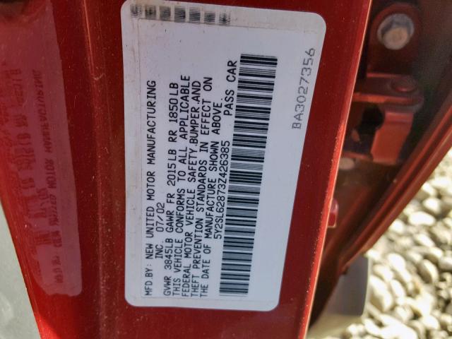 5Y2SL62873Z426385 - 2003 PONTIAC VIBE RED photo 10