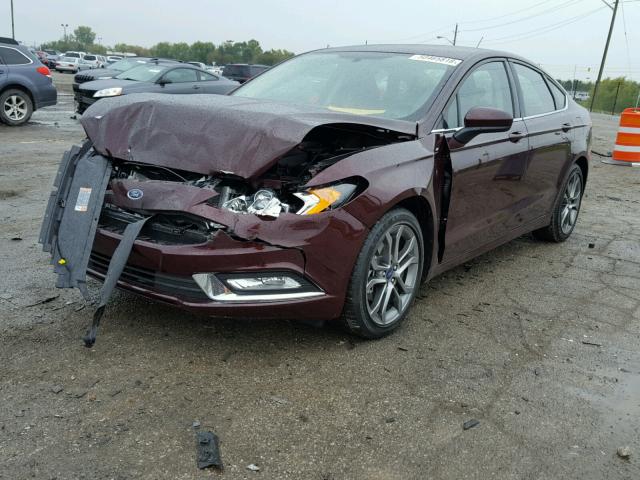 3FA6P0G71HR397003 - 2017 FORD FUSION S BURGUNDY photo 2