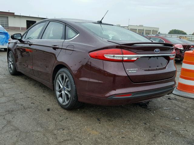 3FA6P0G71HR397003 - 2017 FORD FUSION S BURGUNDY photo 3