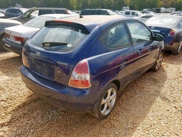 KMHCN36C08U065643 - 2008 HYUNDAI ACCENT SE BLUE photo 4