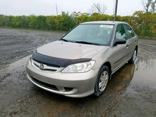 2HGES16355H010891 - 2005 HONDA CIVIC DX V BEIGE photo 2