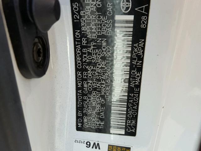 JTKDE167360111902 - 2006 TOYOTA SCION TC Ağ foto 10