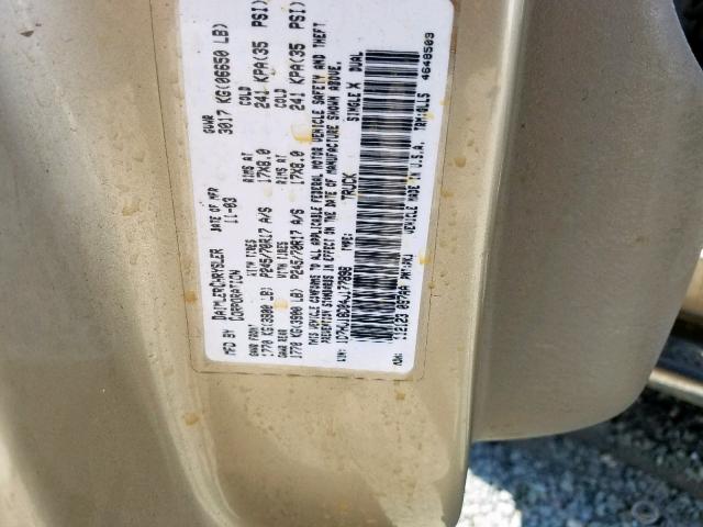 1D7HU18D04J177898 - 2004 DODGE RAM 1500 S GOLD photo 10