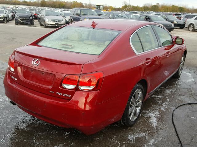 JTHCE96S380021589 - 2008 LEXUS GS 350 BURGUNDY photo 4